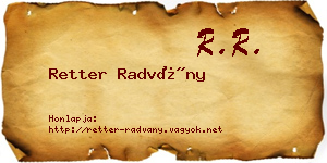 Retter Radvány névjegykártya